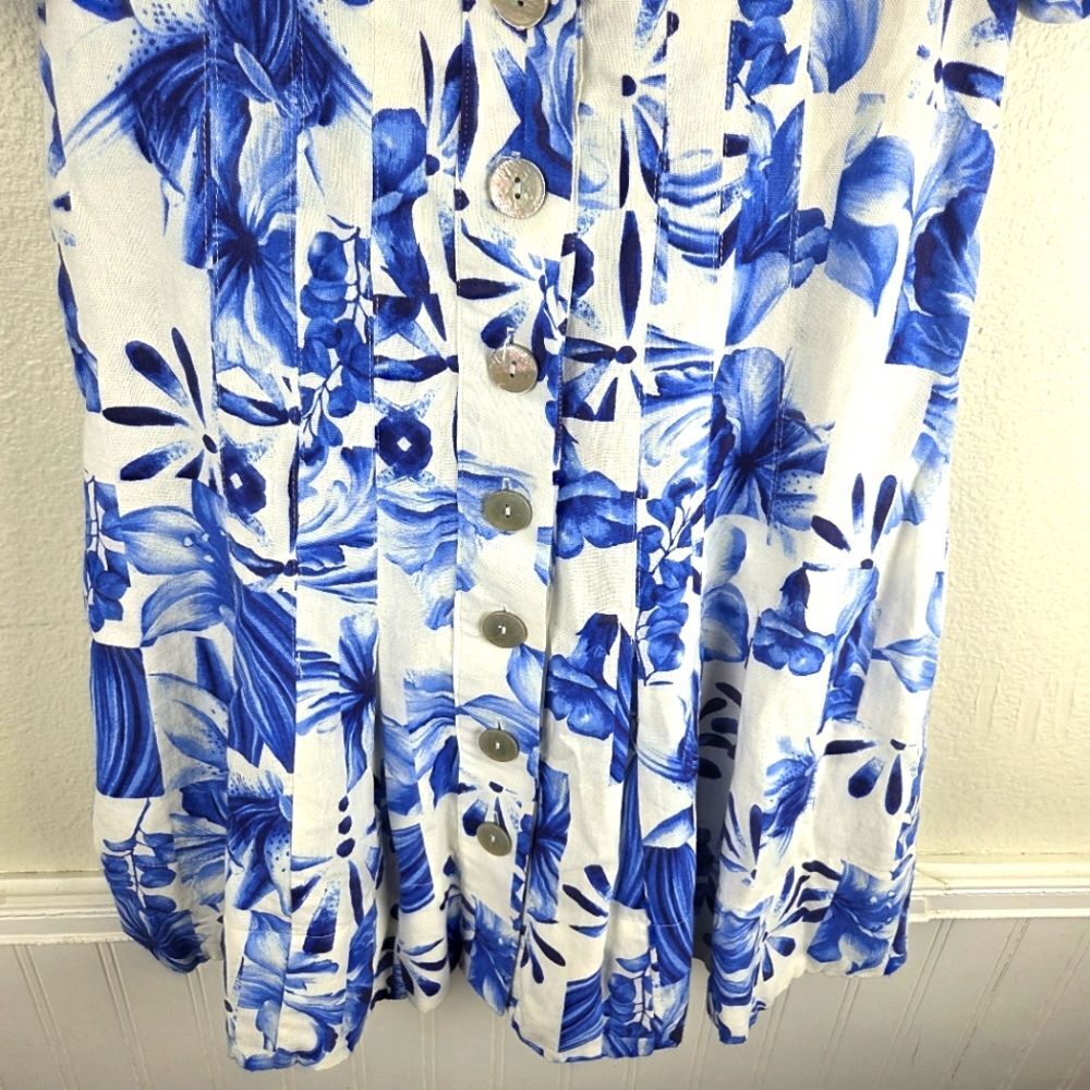 Caroline Constas NWT Linen Blend Floral Blue and White Mini Dress Size 02/XS - Picture 8 of 13